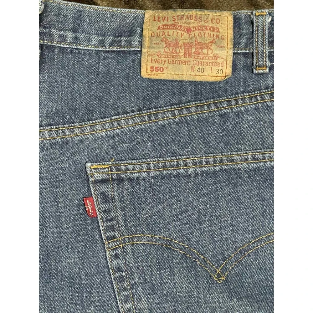 Levis‎ 550 Jeans Mens 40x30 Blue Denim Relaxed Fit Tapered Leg 5 Pocket Zip Fly